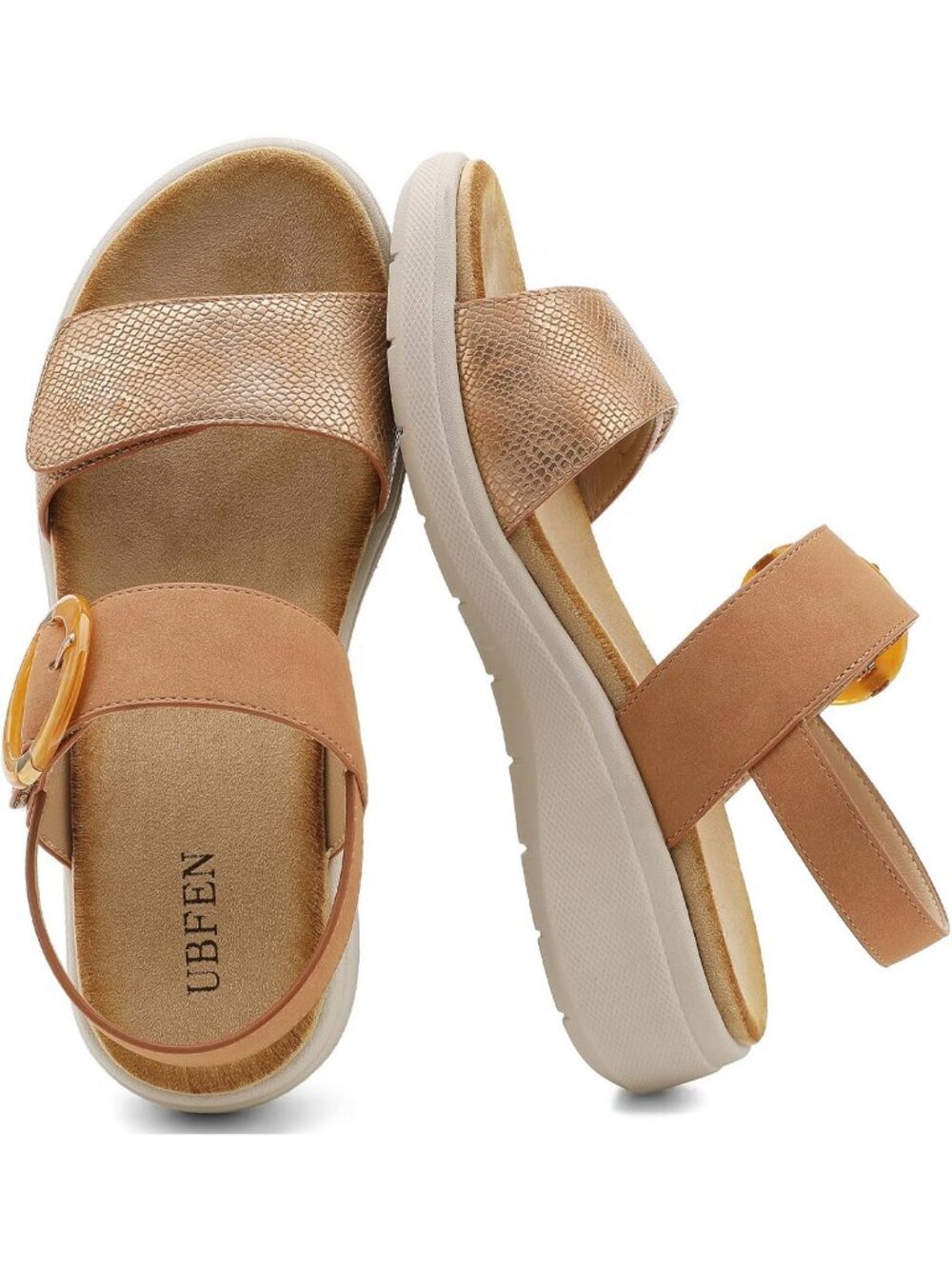 Women's Brown Summer Comfortable Open Toe Comfy Casual Wedge Walking Sandals - Picture 3 of 6